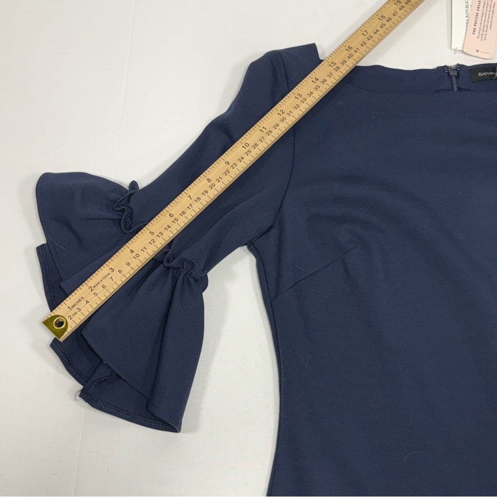 Flutter Sleeve Banana Republic Navy Blue Petite Shift Dress 8P - Picture 6 of 11